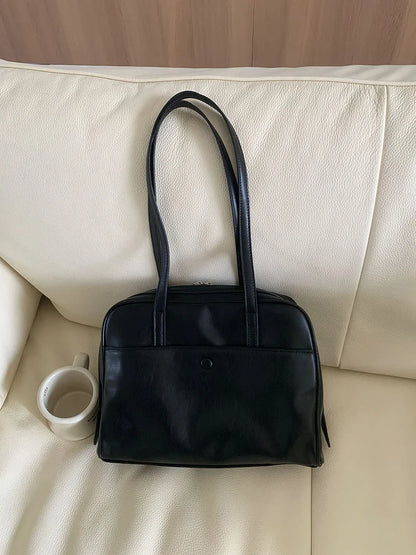 Retro Coffee Shoulder Bags Wallet Women Pu Leather Soft Bagutte Bag