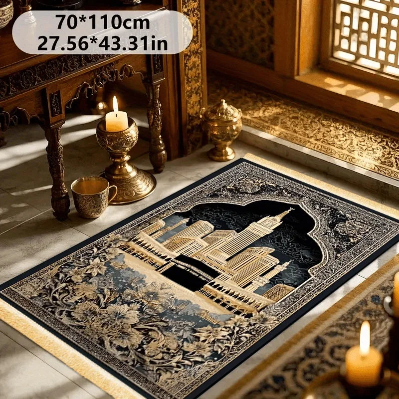 Islamic Prayer Mat Foldable Portable Sajjadah – Holy City Design