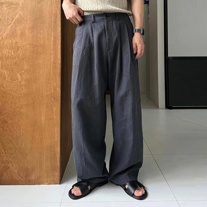 Men's Wide Leg Draped Trousers – Japanese Style Straight Pants M-3XL