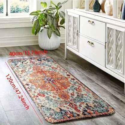 Boho Floral Runner Rug – Washable Non-Slip Indoor Mat