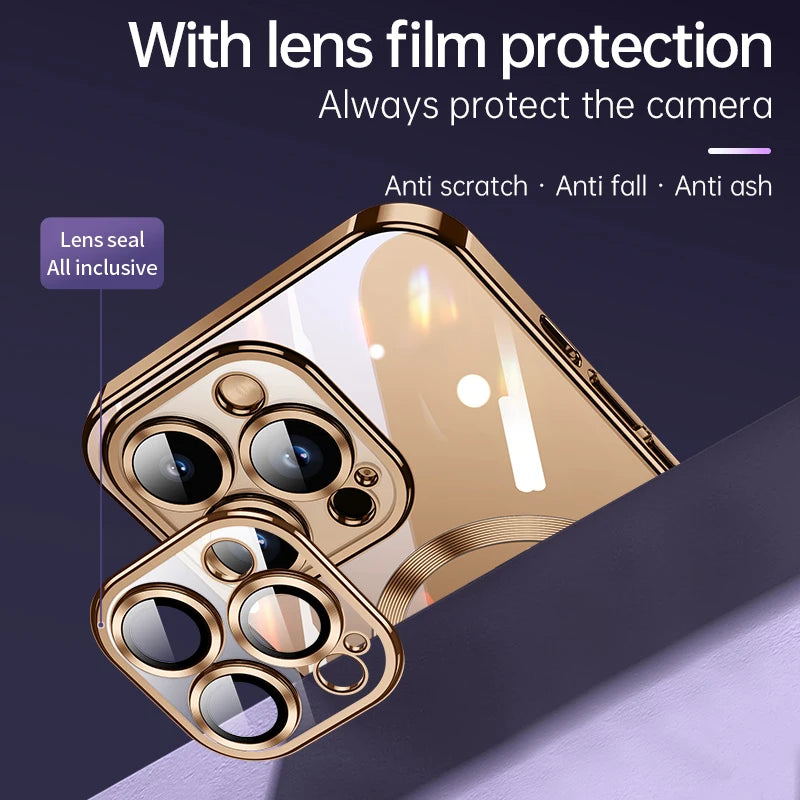 Electroplated MagSafe iPhone Case with Camera Lens Protector