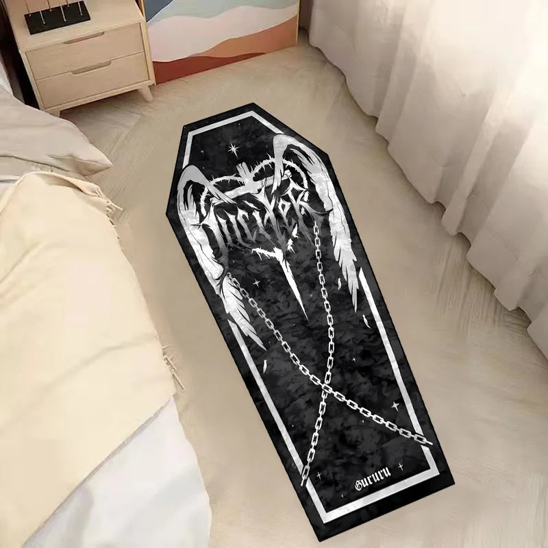 Gothic Skull Coffin Rug – Halloween Non-Slip Floor Mat