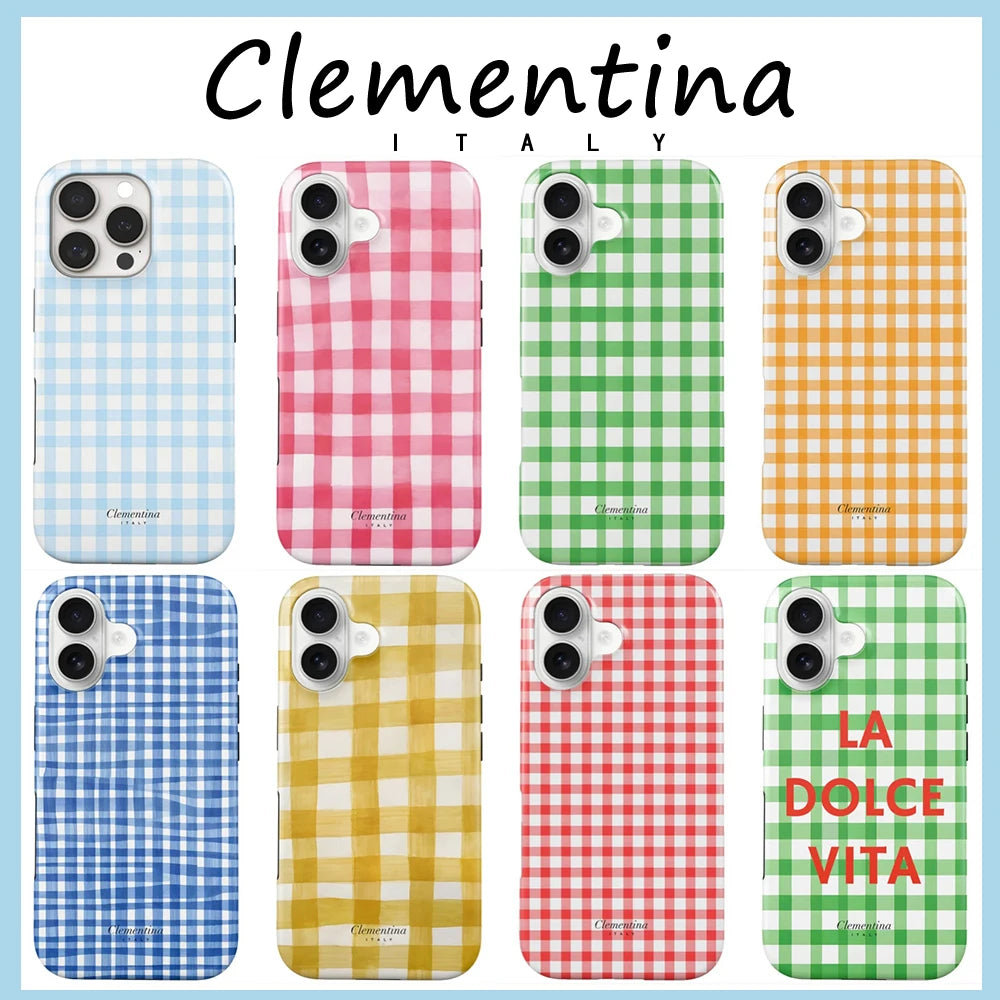 La Dolce Vita Gingham Phone Case for Samsung Galaxy S26 S25 S24 S23 A56 A36 A26 A16 S20 FE Ultra Plus Edge 5G