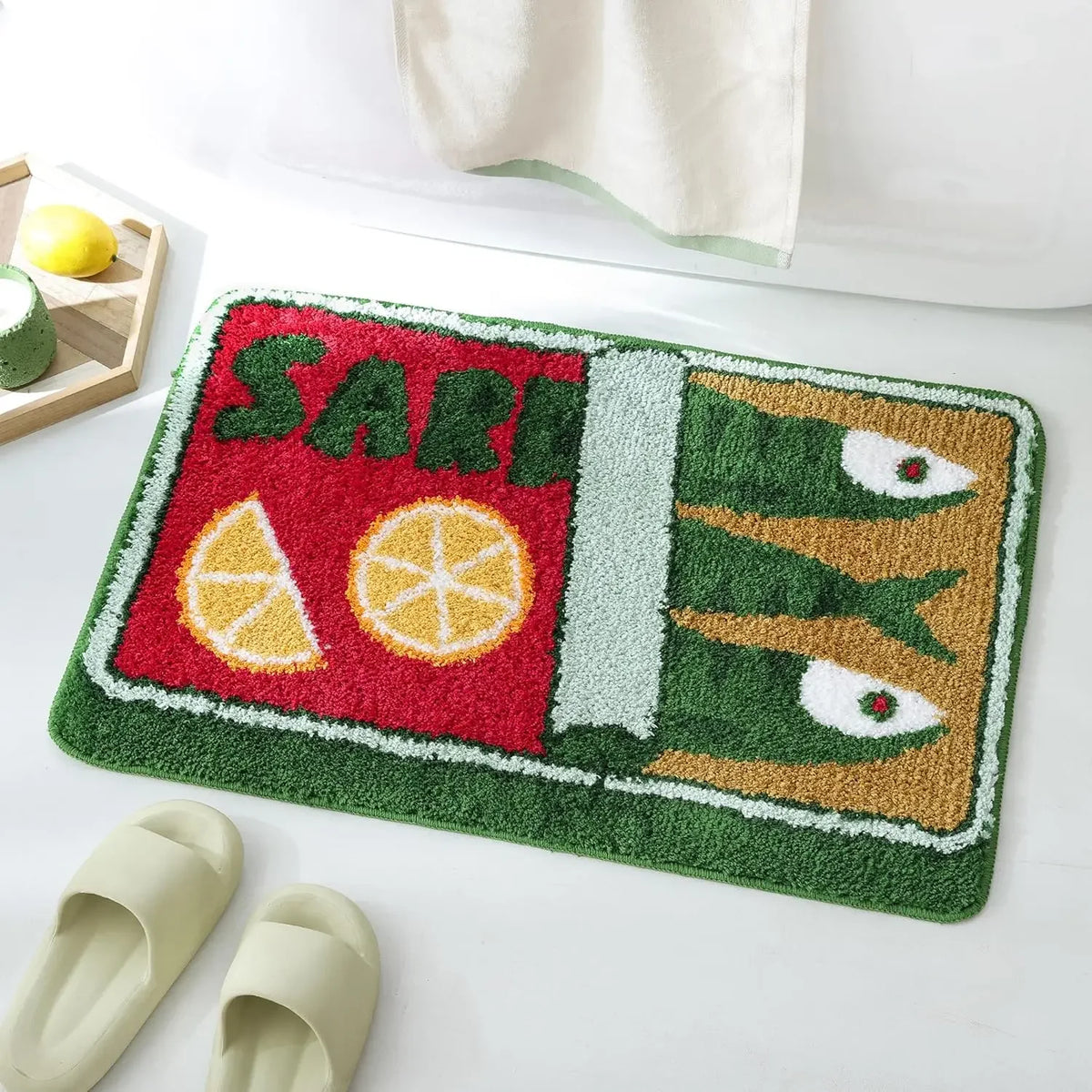 Cartoon Sardine Bath Mat – Soft Non-Slip Bathroom Rug