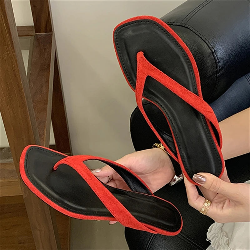 Eilyken Square Toe Thong Sandals – Women's Low Heel Summer Flip Flops