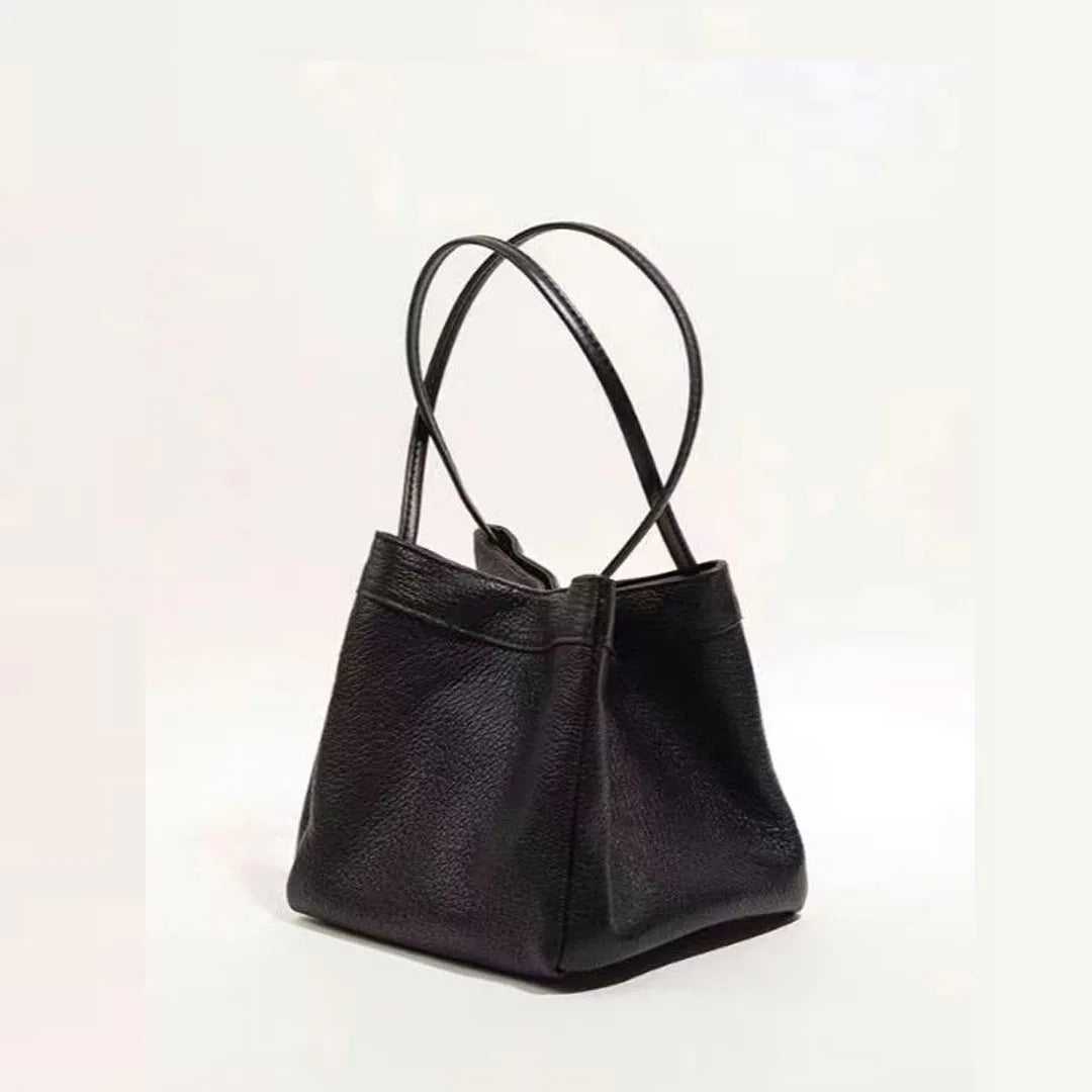 Silver Bucket Texture Handheld Shoulder Bag