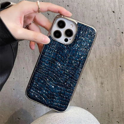 Crocodile Pattern iPhone Case with Chrome Plating – iPhone 11 to 17 Series
