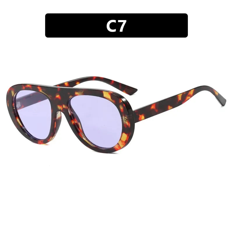 Y2K Retro Pilot Sunglasses – Leopard Frame Unisex Eyewear