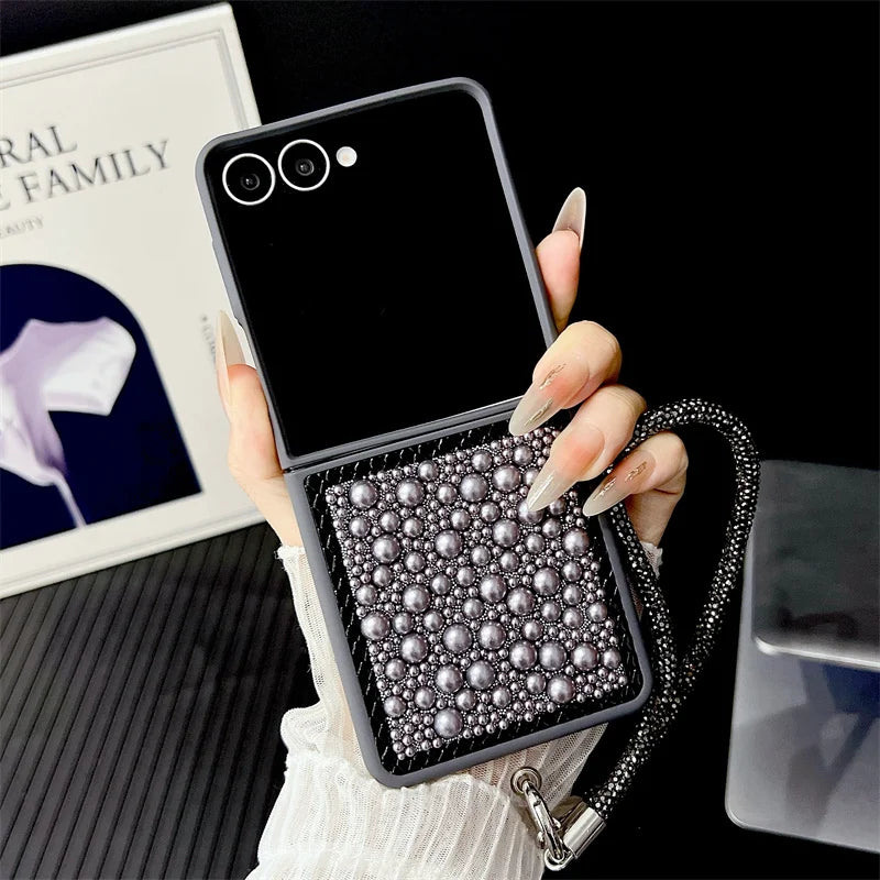Samsung Galaxy Z Flip Case 3D Pearl Glitter – Luxury Bling Cover