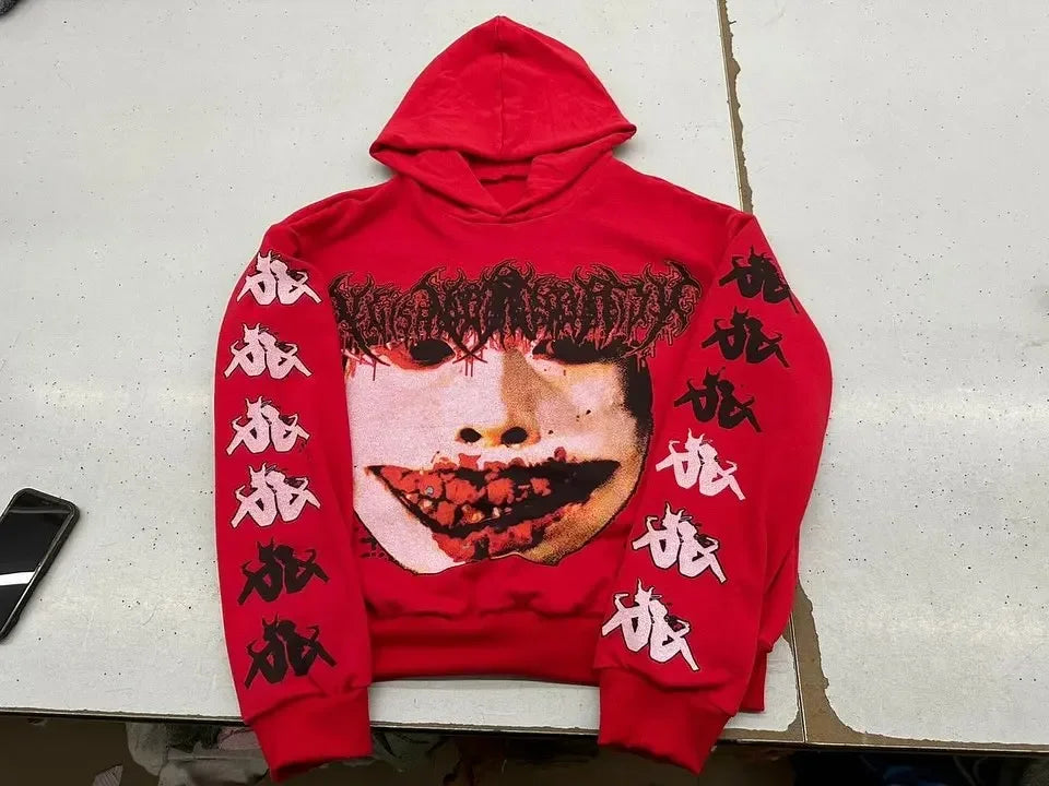 Gothic Graphic Hoodie Women Harajuku Goth Streetwear Sweatshirt