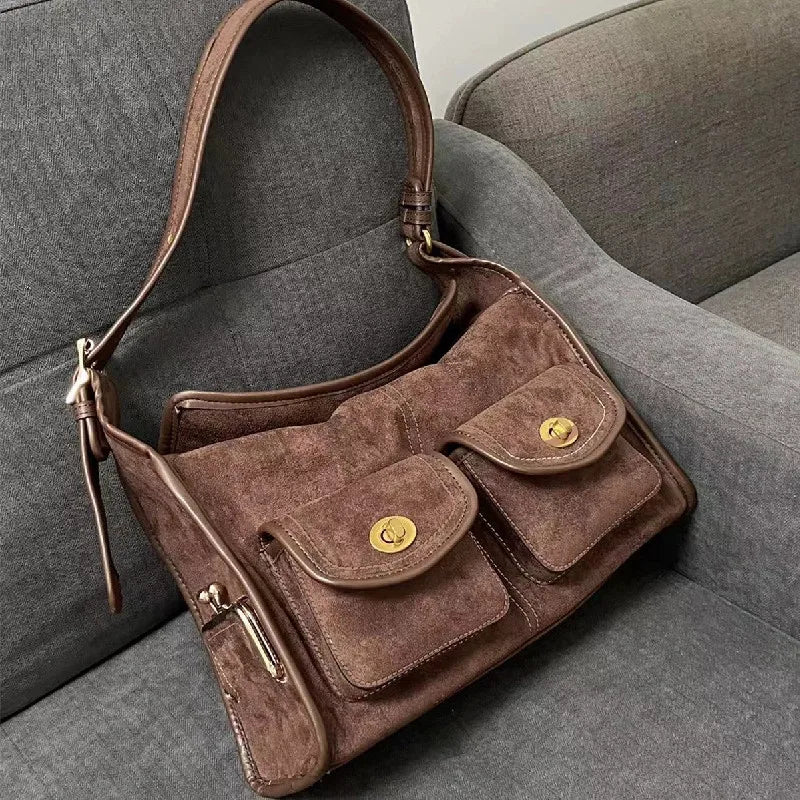 Suede Pillow Shoulder Bag – Large Capacity Crossbody