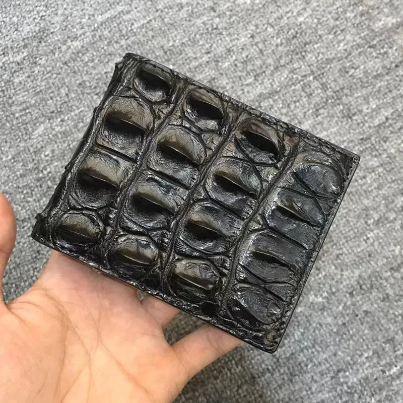 Crocodile Leather Men's Wallet – Luxury Short Bifold with Card Holder