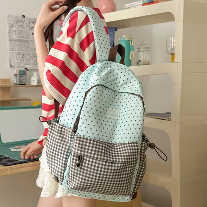 Cute Patchwork Lace Bow Backpack for Women & Girls