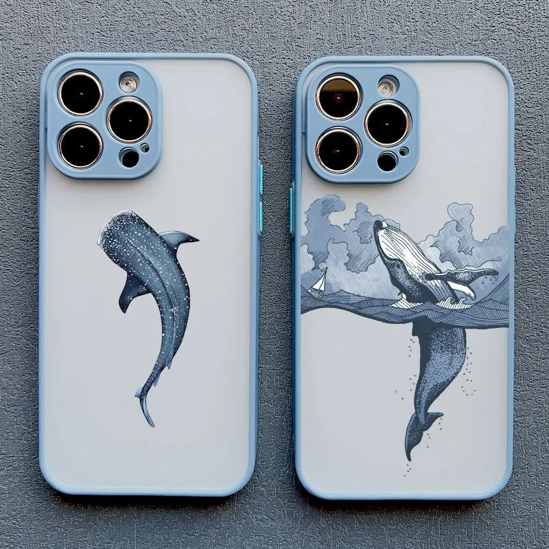 iPhone Case Ocean Wave Frosted with Camera Lens Protection
