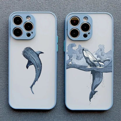 iPhone Case Ocean Wave Frosted with Camera Lens Protection
