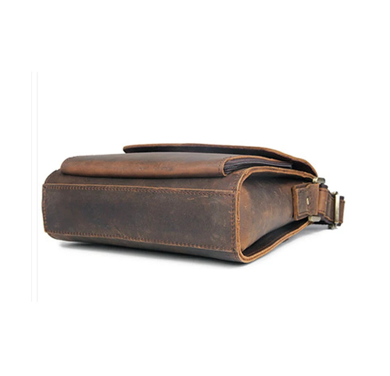Men's Genuine Leather Messenger Bag – Vintage Crazy Horse Crossbody