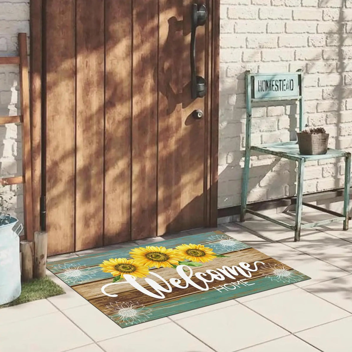 Vikama Summer Doormat Sunflower Front Door Welcome Mat Vintage Rustic Yard Non Slip Seasonal Home