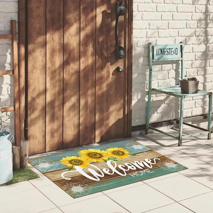 Vikama Summer Doormat Sunflower Front Door Welcome Mat Vintage Rustic Yard Non Slip Seasonal Home