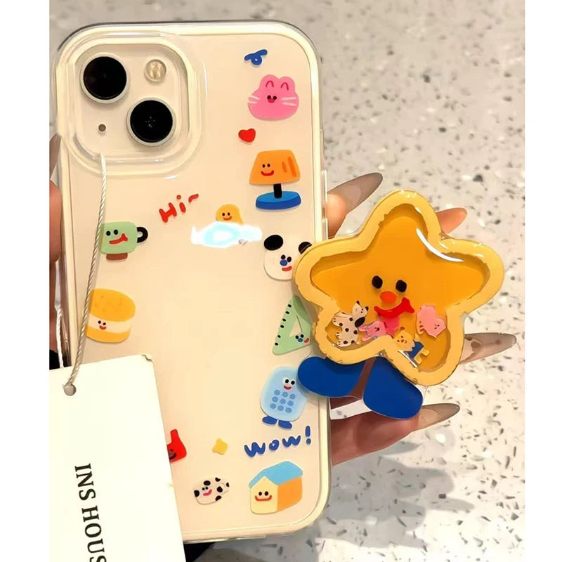 Cartoon Shakeable Grip Tok iPhone Case with Holder