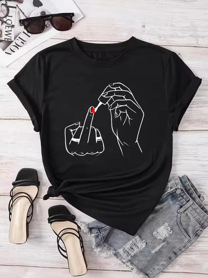 Funny Nail Polish Graphic Women's T-Shirt | Summer Casual Tee