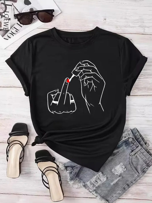 Funny Nail Polish Graphic Women's T-Shirt | Summer Casual Tee