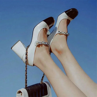 Mary Jane Block Heel Pumps – Women's Square Toe Shoes