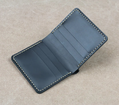 Handmade Crazy Horse Leather Bifold Wallet for Men