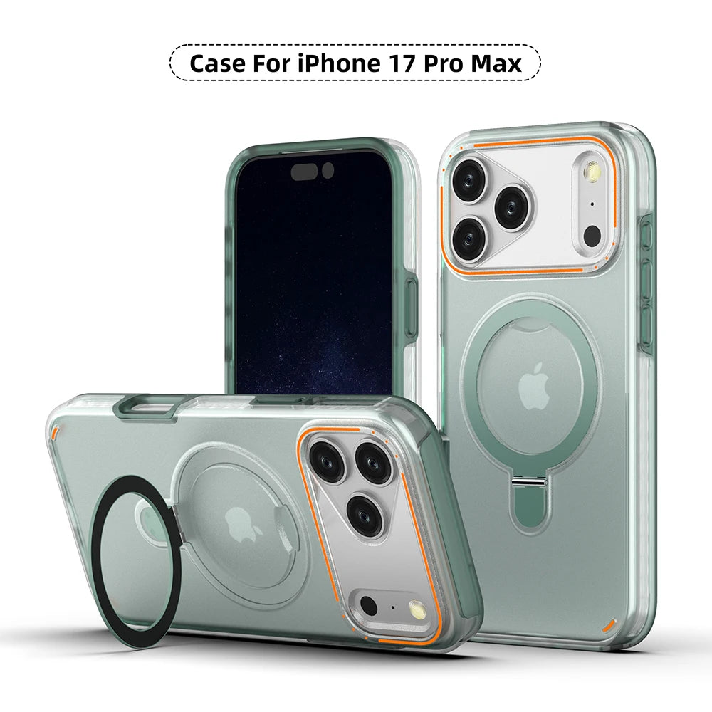 MagSafe Magnetic Ring Stand Matte Phone Case – iPhone 11 to 17 Series