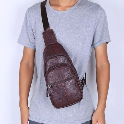 Genuine Leather Crossbody Chest Bag for Men