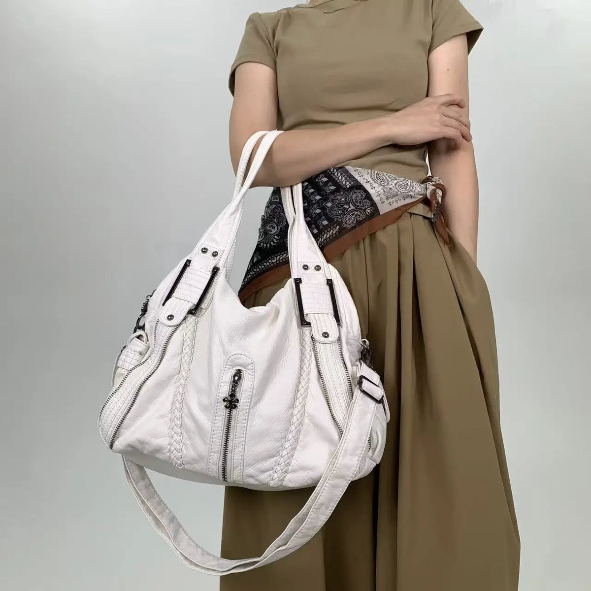 Y2K Multi-Pocket Tote Bag – Large Punk Shoulder Bag