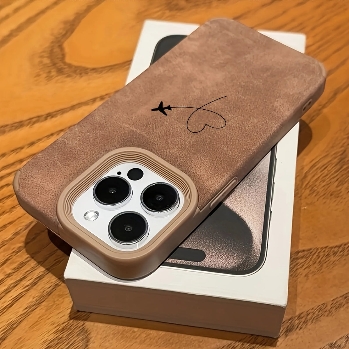 Airplane Heart Faux Leather iPhone Case – Cute Travel Design