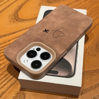 Airplane Heart Faux Leather iPhone Case – Cute Travel Design