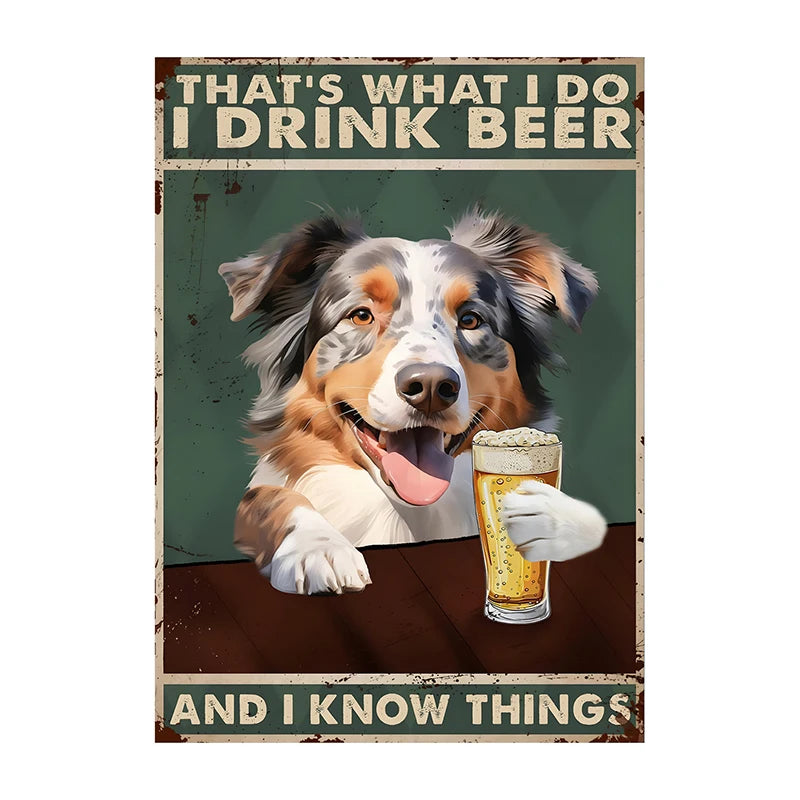 Funny Dog Beer Poster – That's What I Do I Drink Beer Wall Art