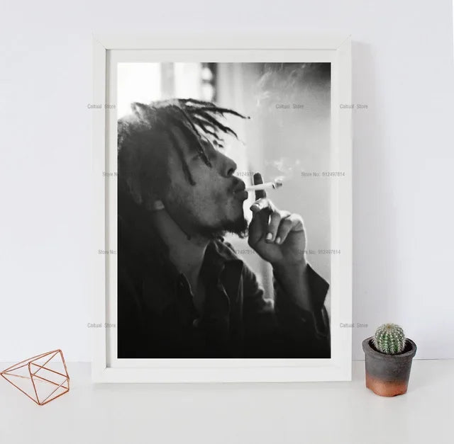 Bob Marley Black & White Canvas Wall Art Print – Music Legend Poster