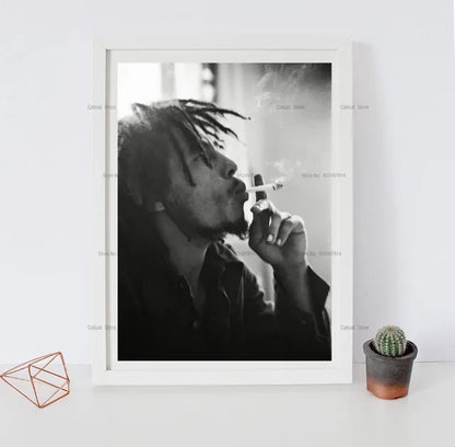 Bob Marley Black & White Canvas Wall Art Print – Music Legend Poster