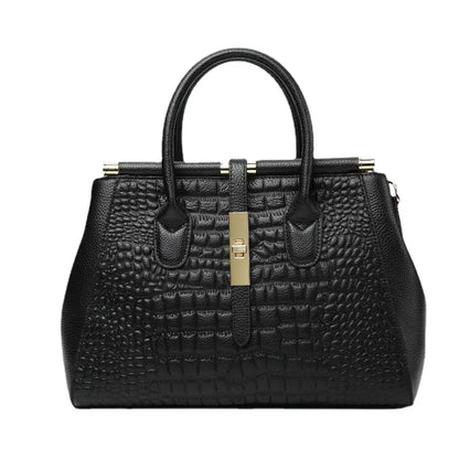 Alligator-Embossed Genuine Leather Women's Crossbody Handbag