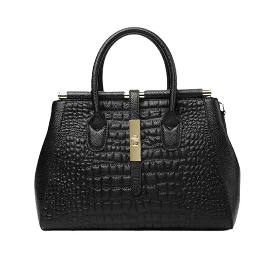 Alligator-Embossed Genuine Leather Women's Crossbody Handbag