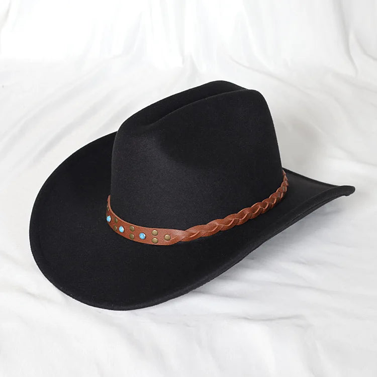 Wide Brim Cowboy Hat – Vintage Western Jazz Hat for Men & Women