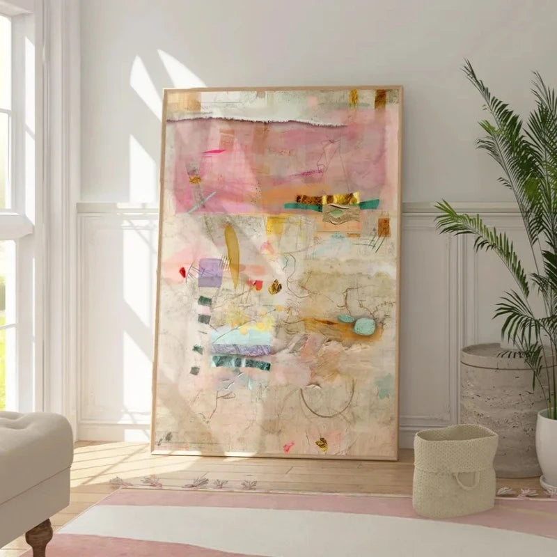 Abstract Pastel Wall Art Print – Minimalist Oil Painting Poster
