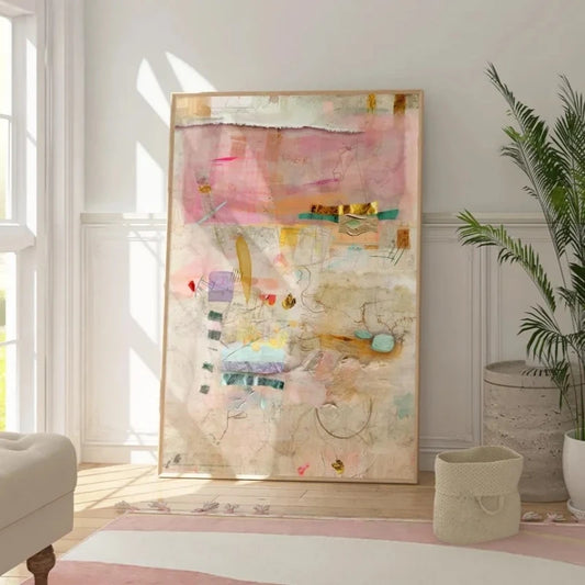 Abstract Pastel Wall Art Print – Minimalist Oil Painting Poster