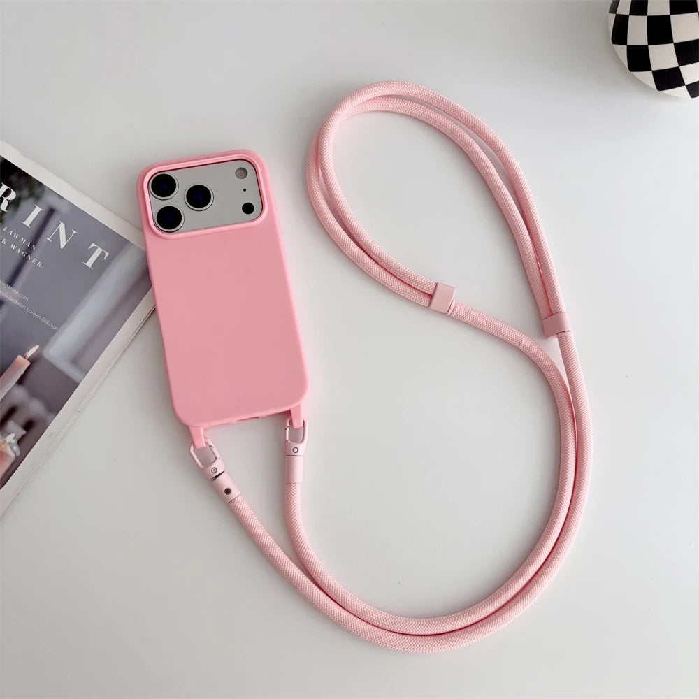 Crossbody Lanyard Silicone iPhone Case with Neck Cord Strap