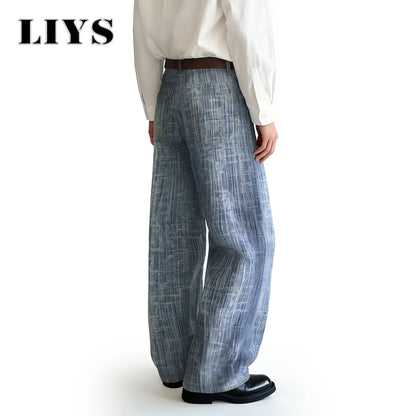 Jacquard Baggy Wide Leg Jeans – Unisex Japanese Korean Streetwear
