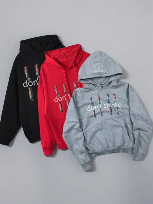 Don't Smoke Graphic Hoodie – Oversized Streetwear Pullover Sweatshirt