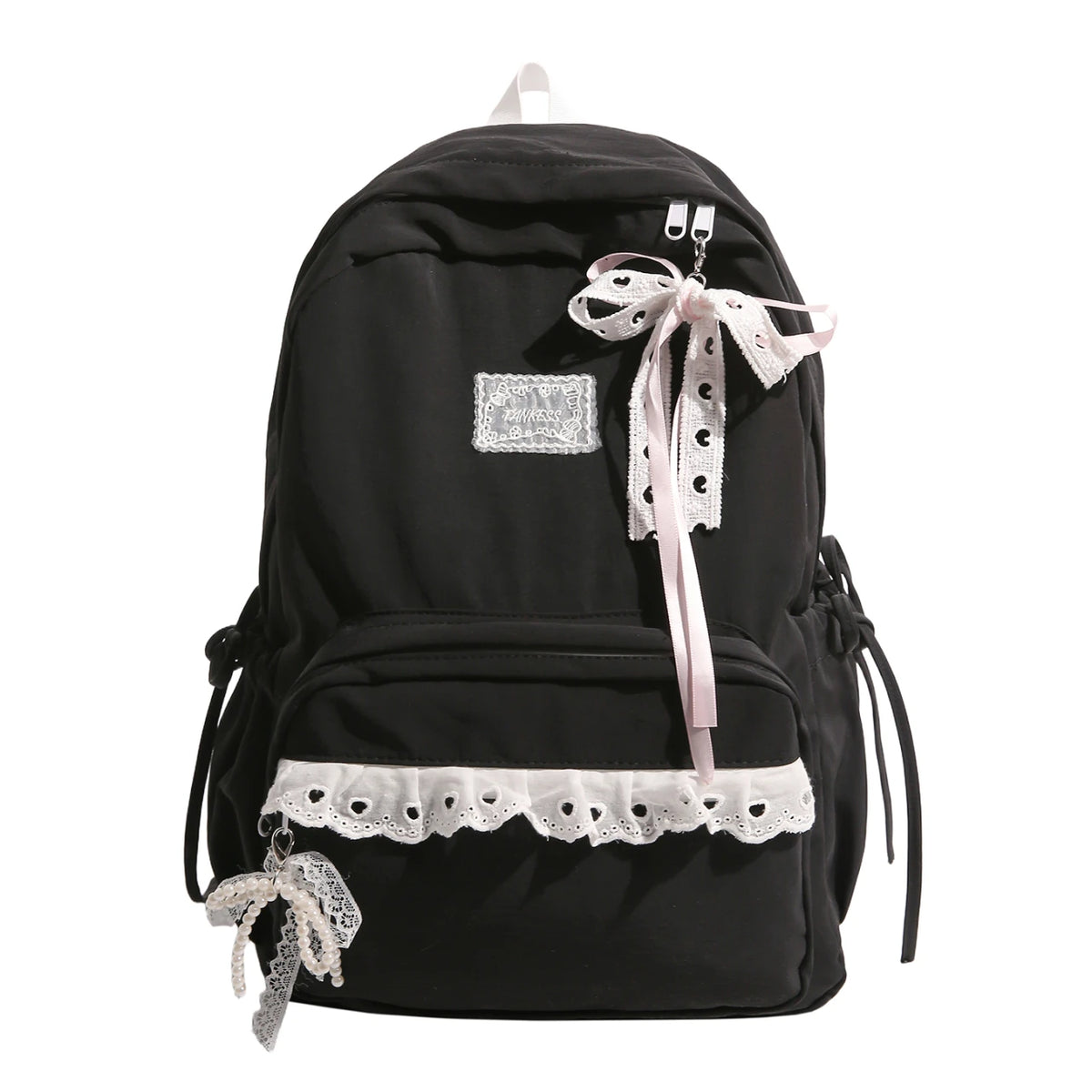 Lace Bow Nylon Backpack – Women's Cute Aesthetic School Bag