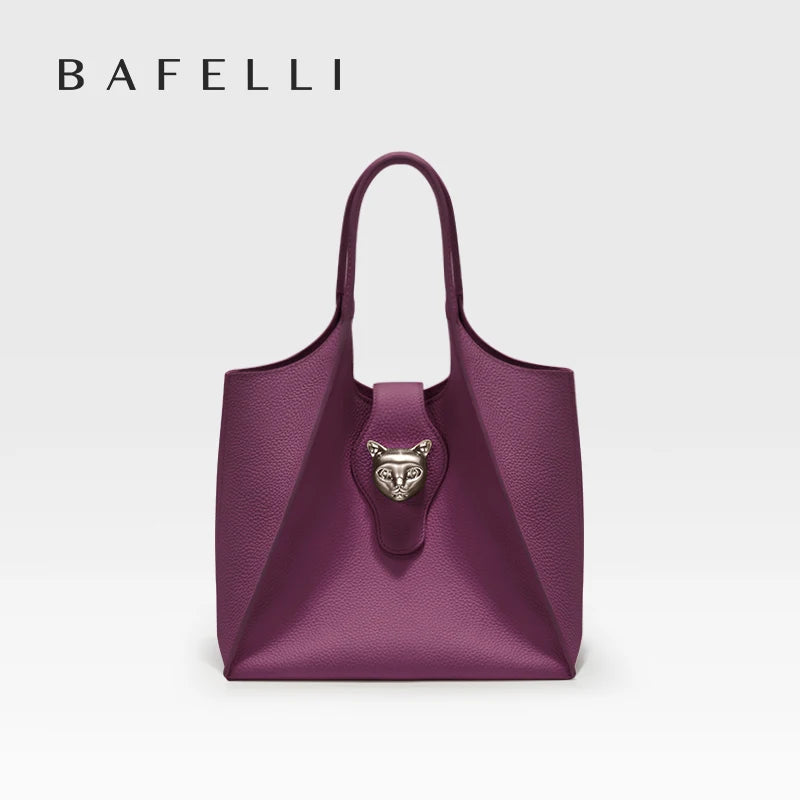 Genuine Leather Tote Handbag with Panther Clasp – Luxury Women's Bag