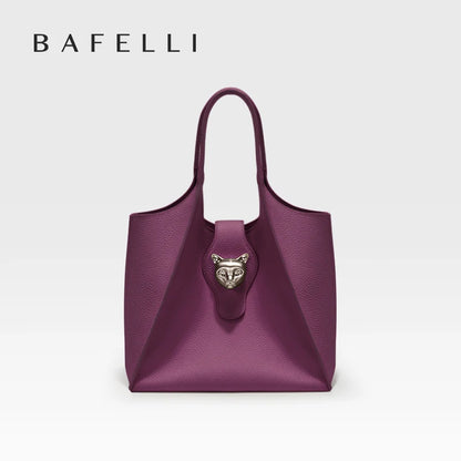 Genuine Leather Tote Handbag with Panther Clasp – Luxury Women's Bag