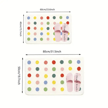 Colorful Polka Dot Bath Mat – Non-Slip Soft Shaggy Bathroom Rug