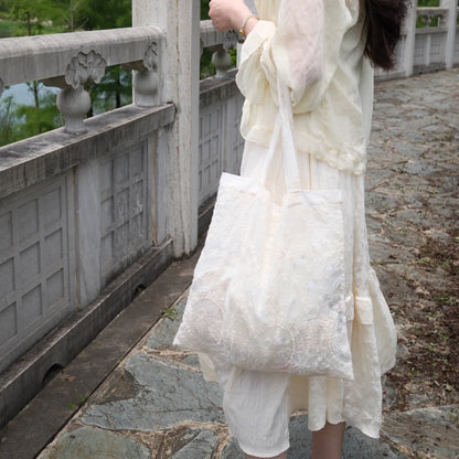 Handmade Embroidered Lace Op Bag European Organza Handbag