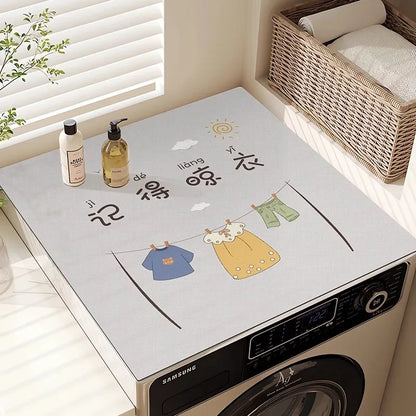 Washing Machine Top Cover Mat – Absorbent Non-Slip Cute Cartoon Pad