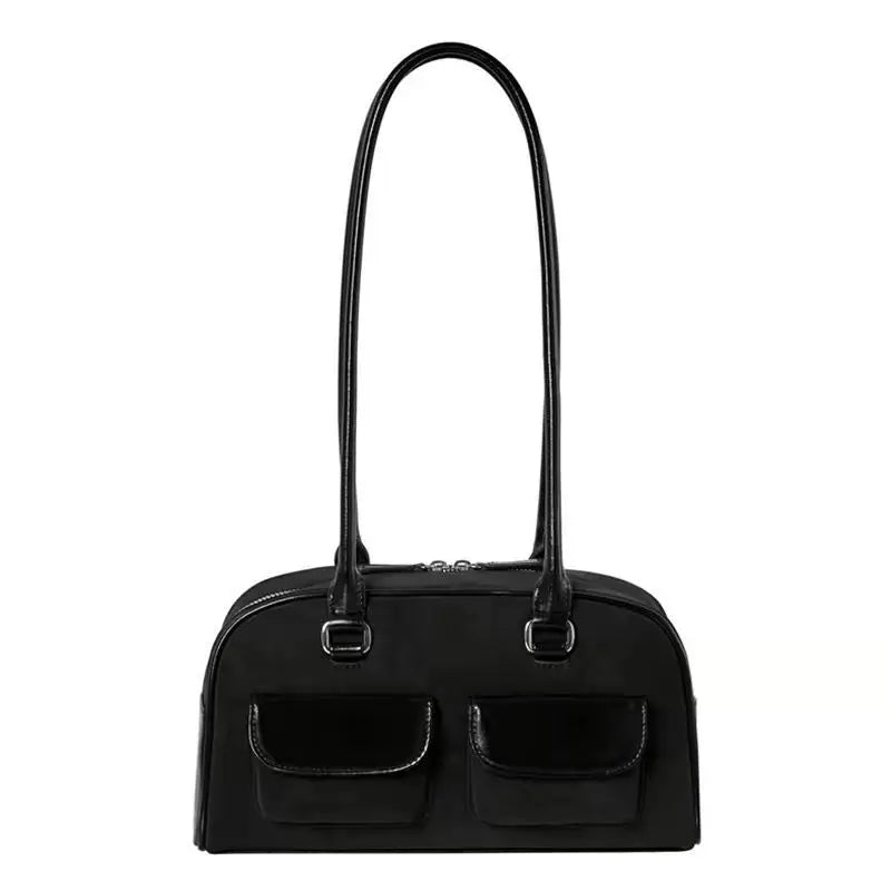 Retro White Bowling Bag Purse Women Hot Girls Leather Pocket